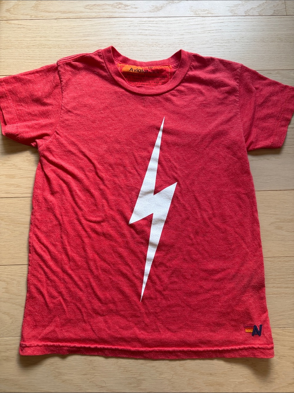 Aviator Nation Red Tee with White Lightning Bolt